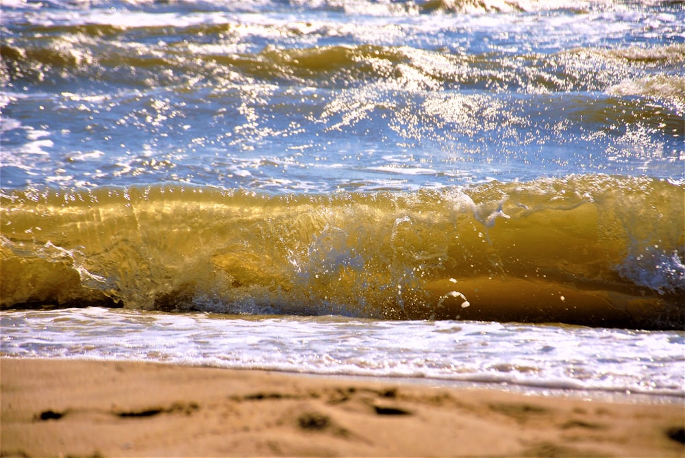 waves crashing on a beach