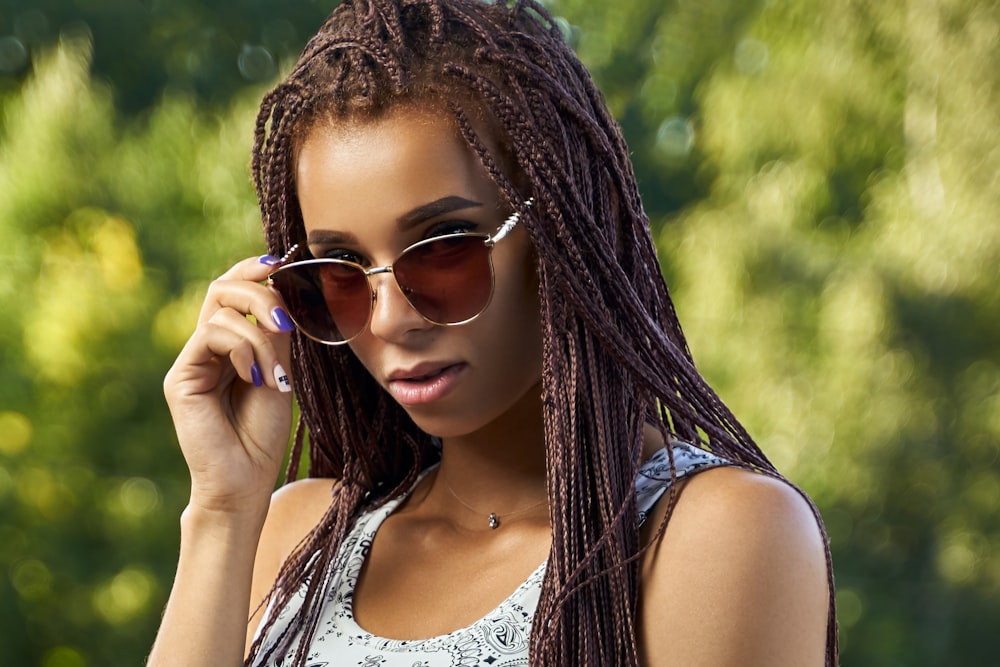 a woman wearing sunglasses