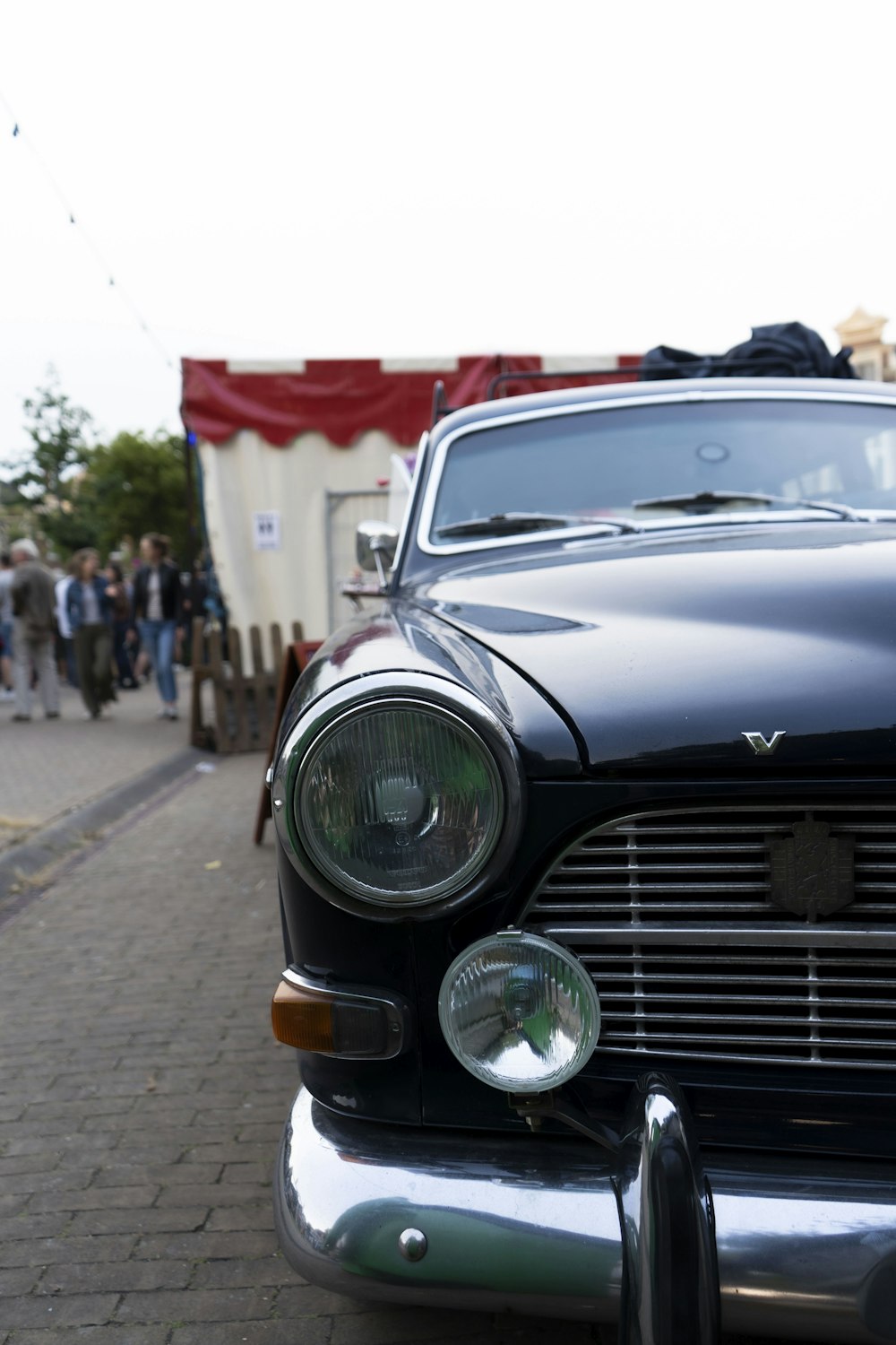 a black car parked on a street