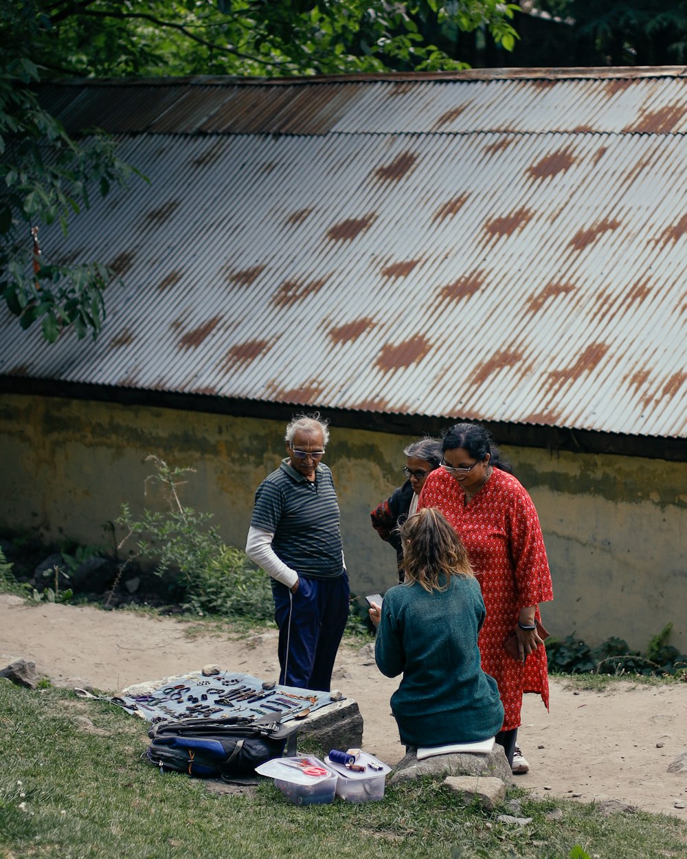 a group of people outside