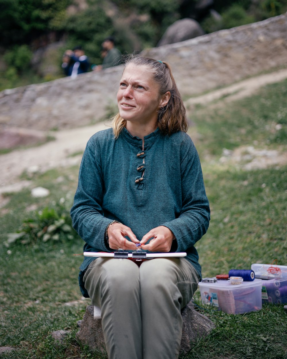 a person sitting outside