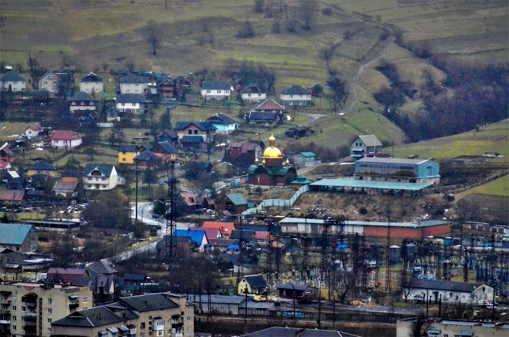 a city with a gold domed roof