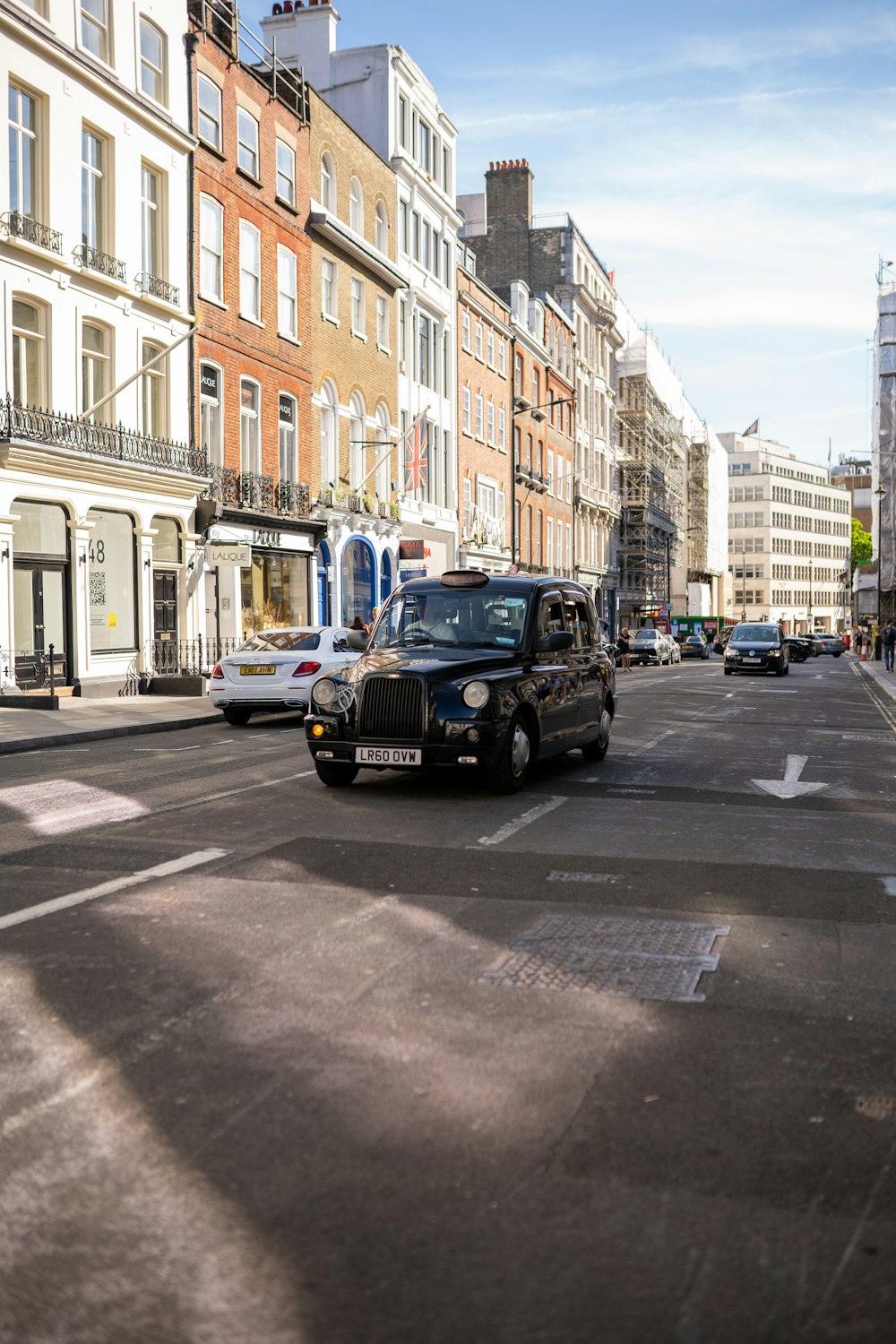 a black car on a street