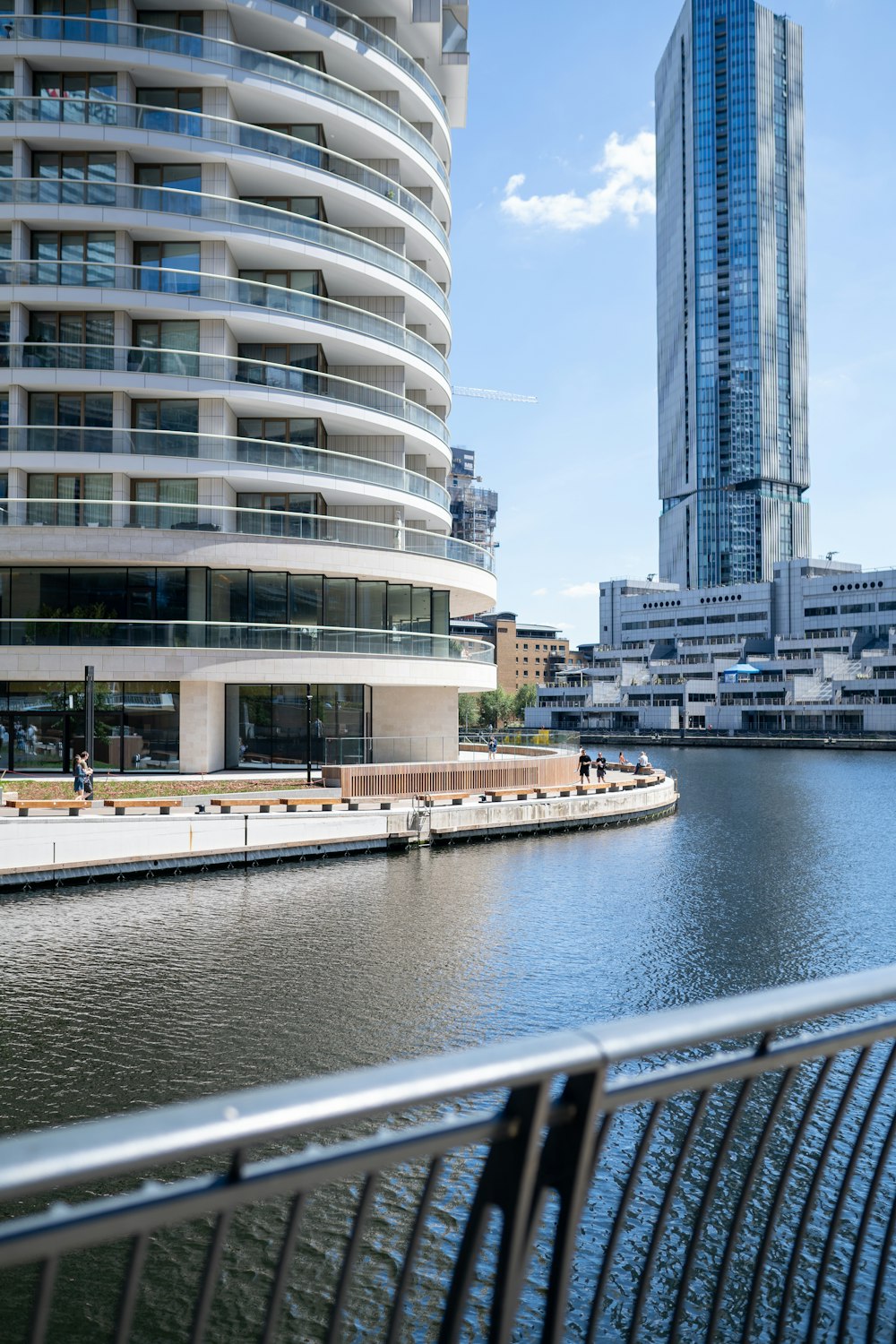 a body of water with buildings around it