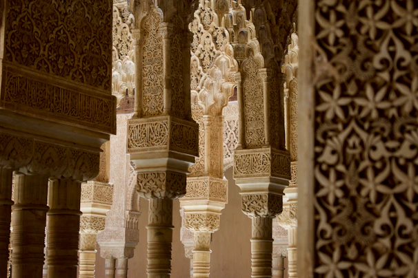 A close-up of traditional Moroccan architecture with intricate patterns.