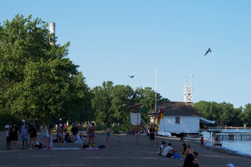 Community members gathering at Ponto Beach discussing park plans.