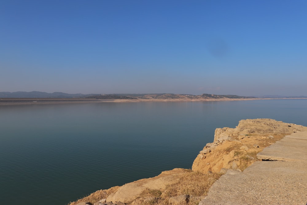 a body of water with land around it