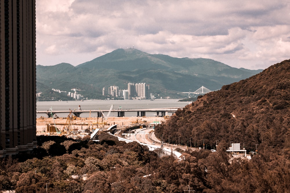 a city next to a body of water