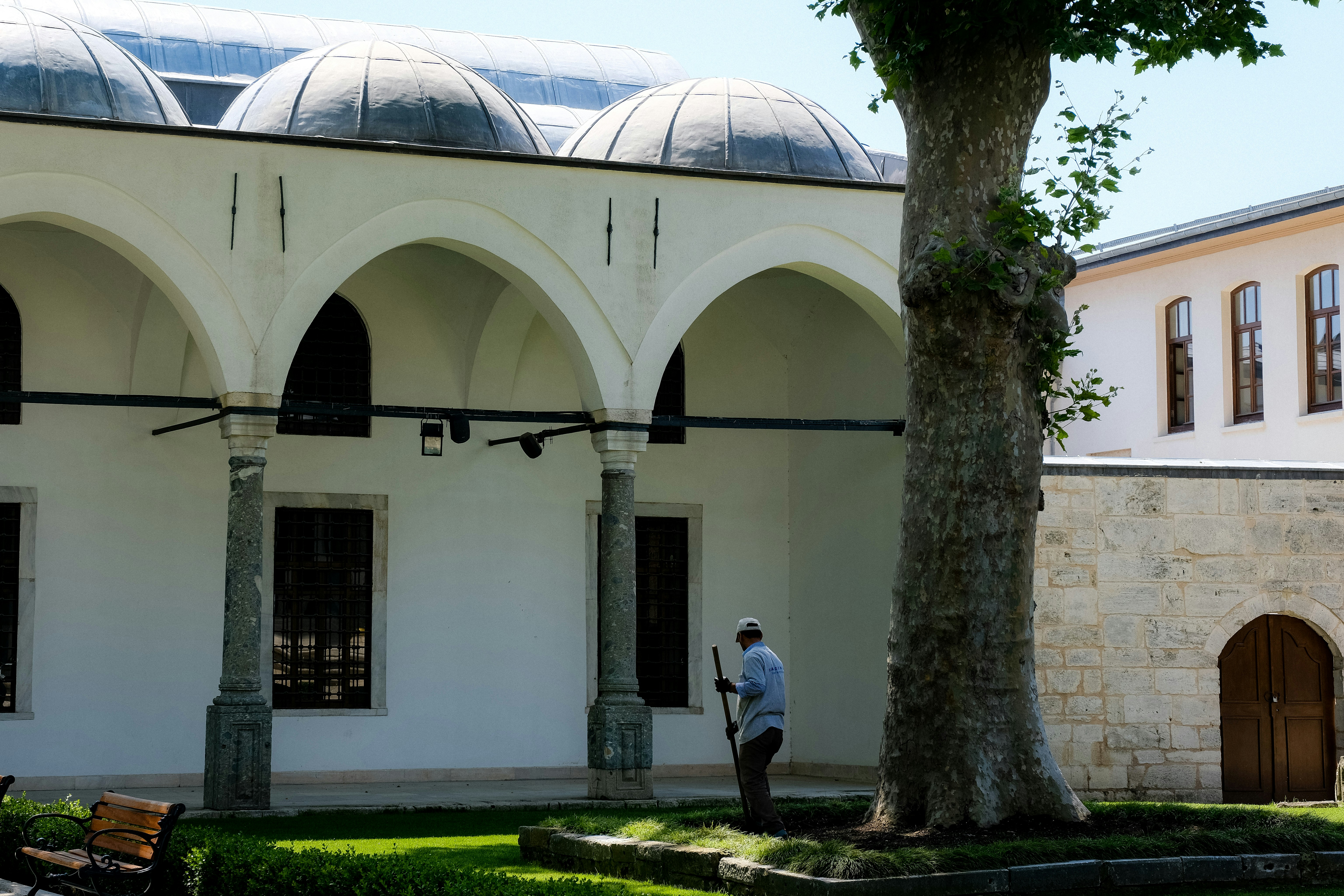 a person standing outside a building