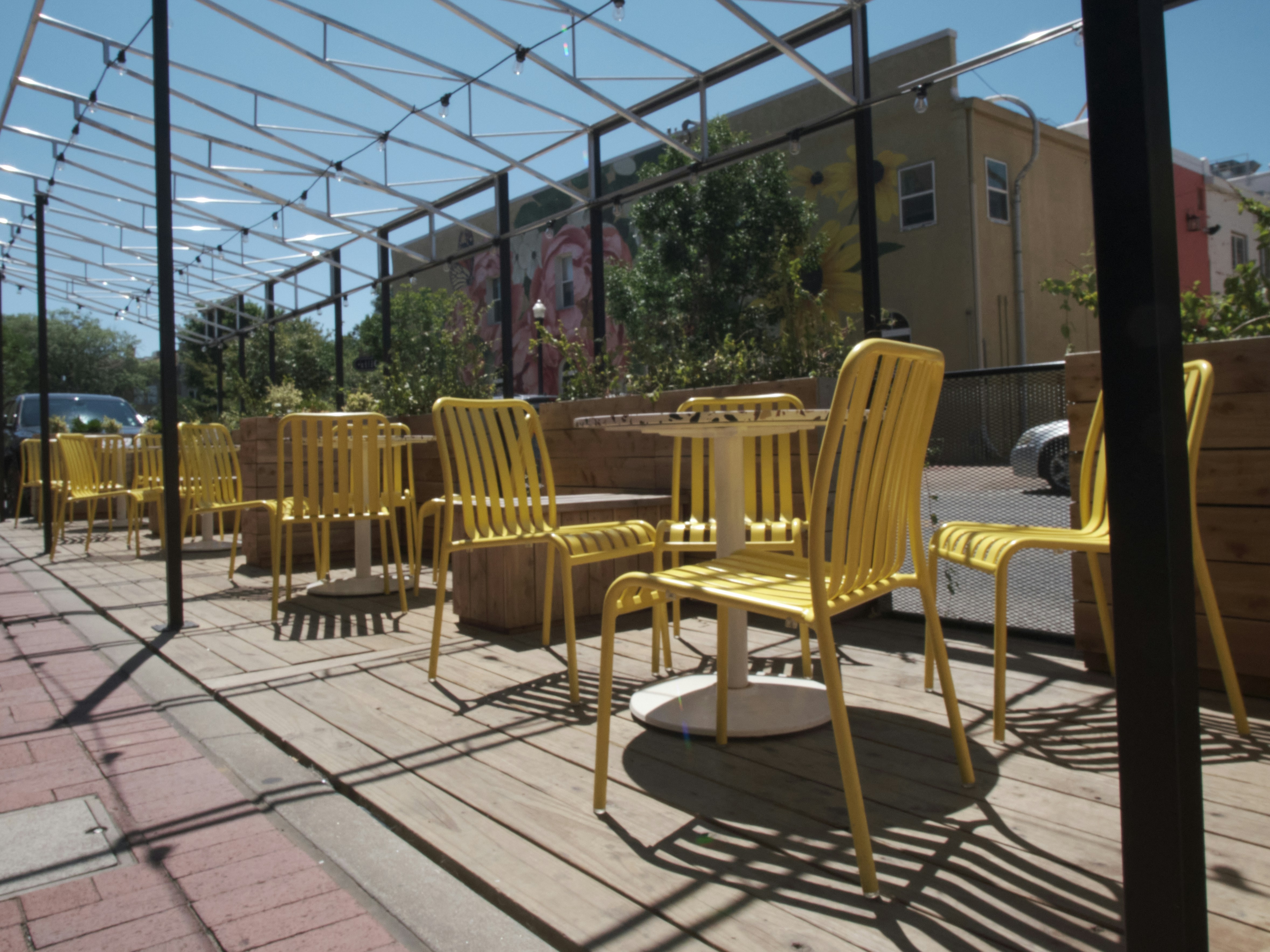 Premium hardwood deck with pergola structure, Cape Town garden, outdoor furniture, warm sunlight