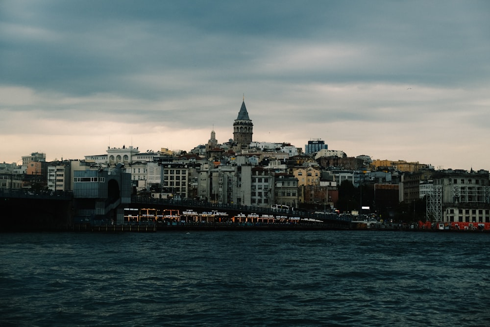 a city next to a body of water