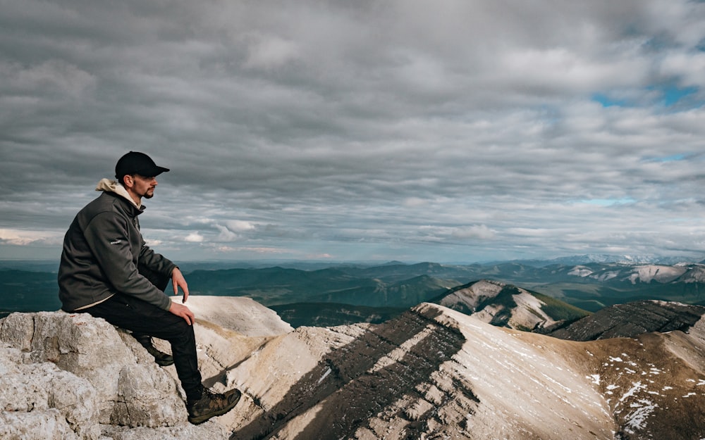 a man sitting on a rock