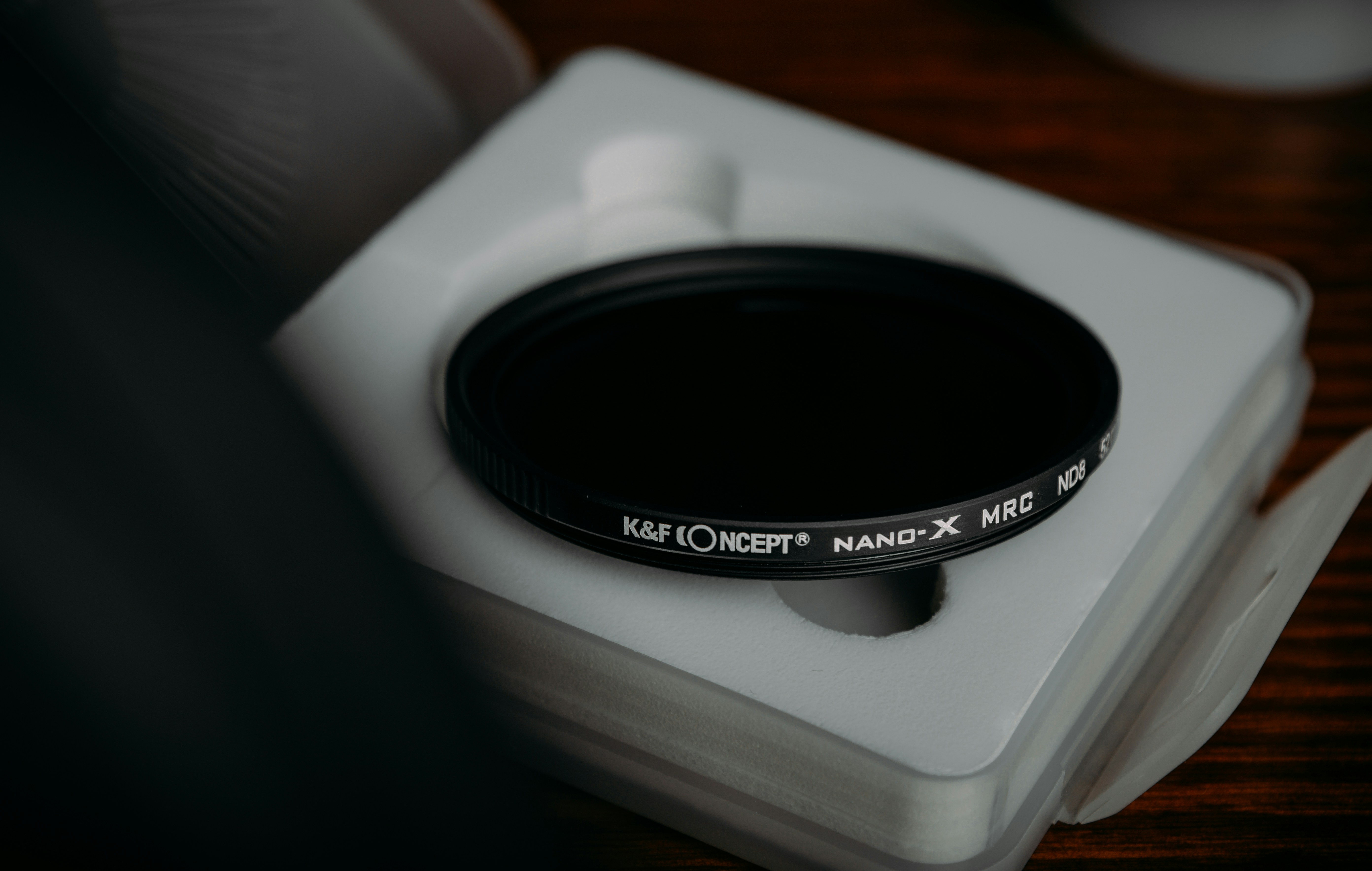 Neutral density filter in its protective case