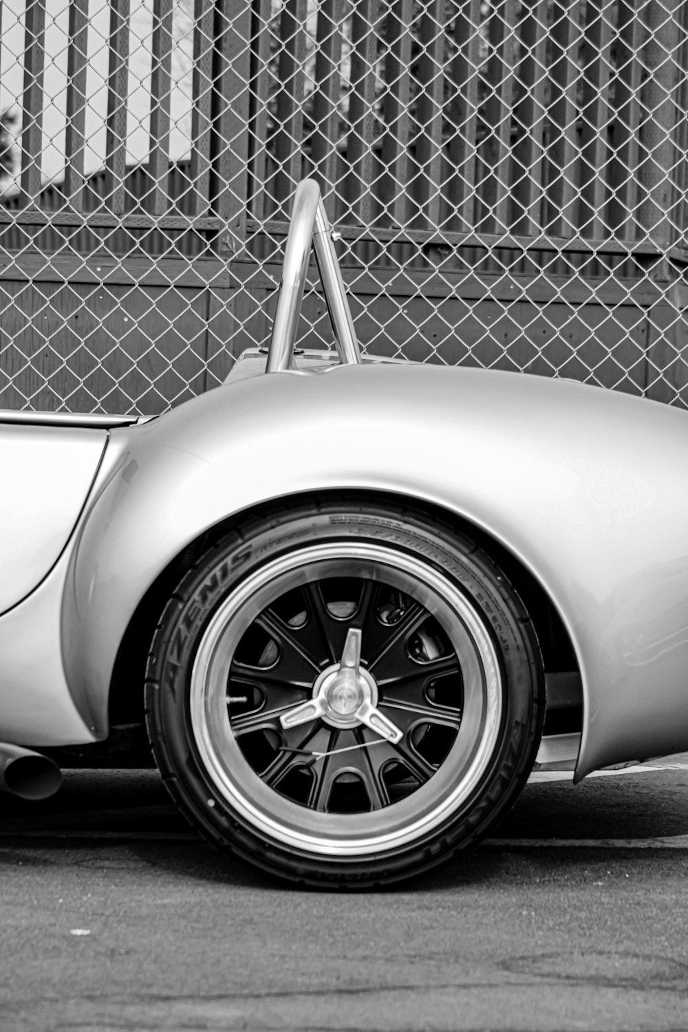 a white car with a black rim