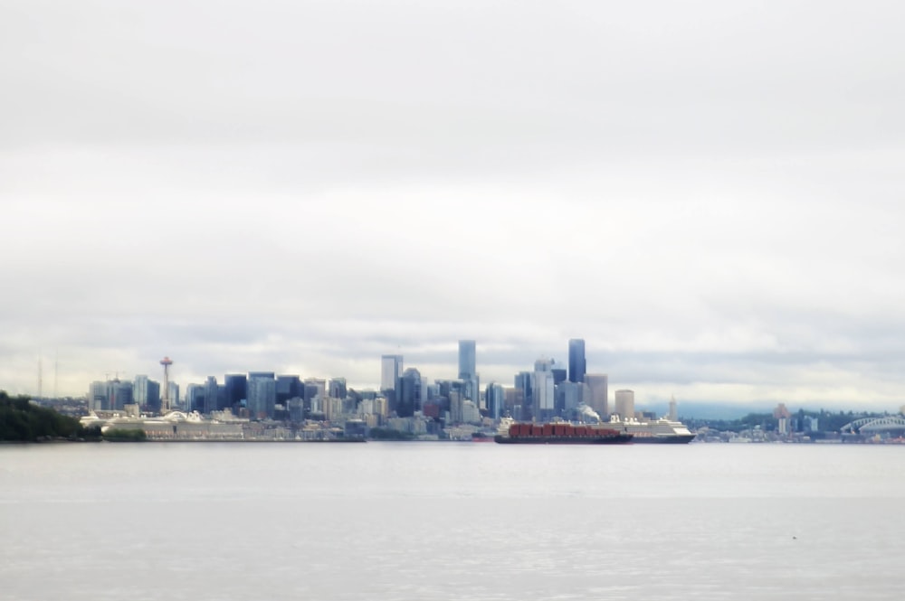 a city skyline across the water