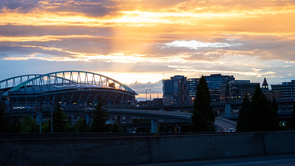 a bridge over a city