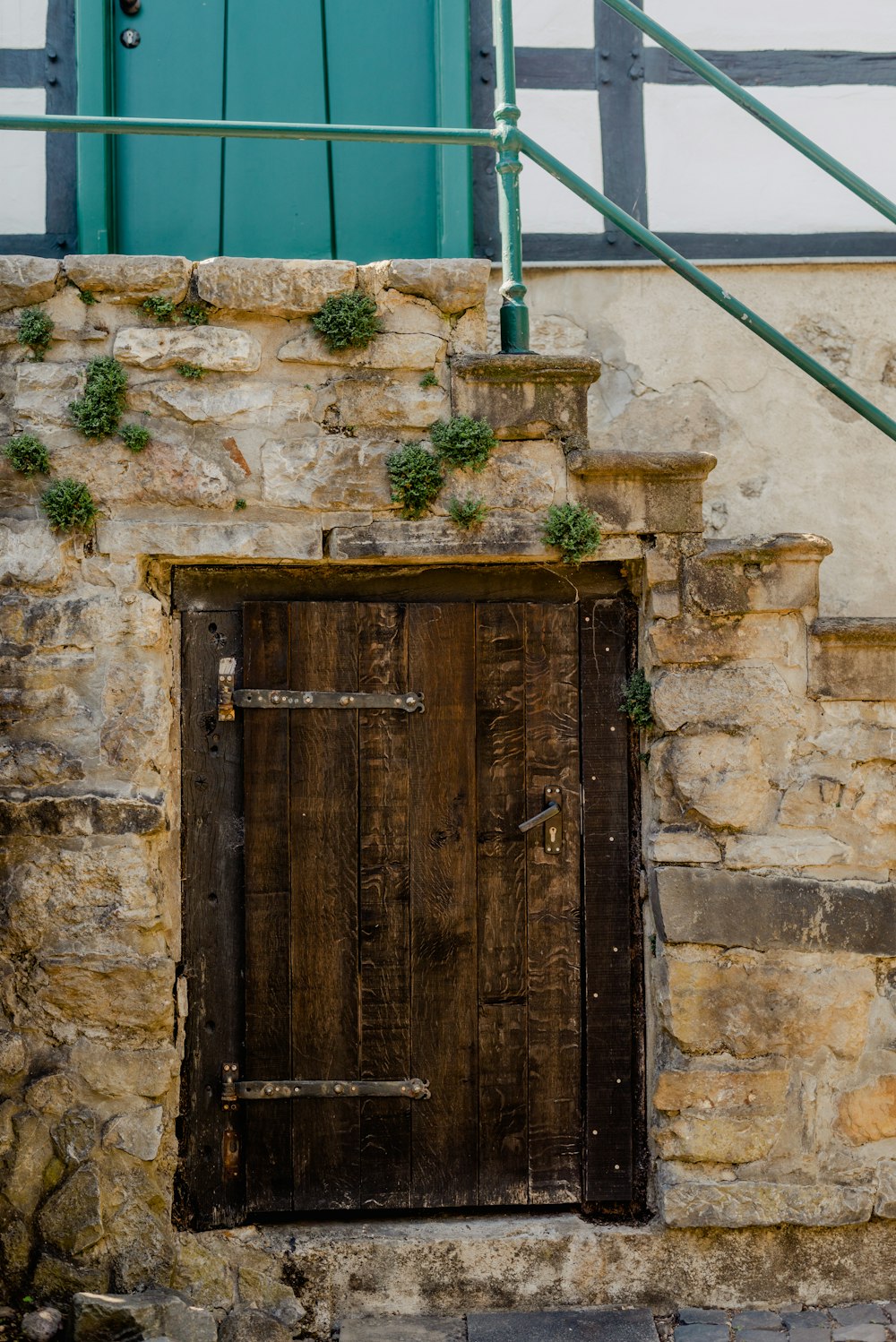 a door in a stone building