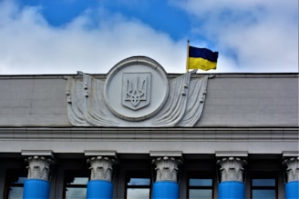 a flag on a building