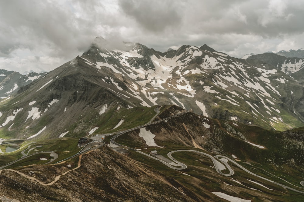 a mountain with snow