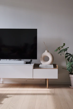 a tv on a stand