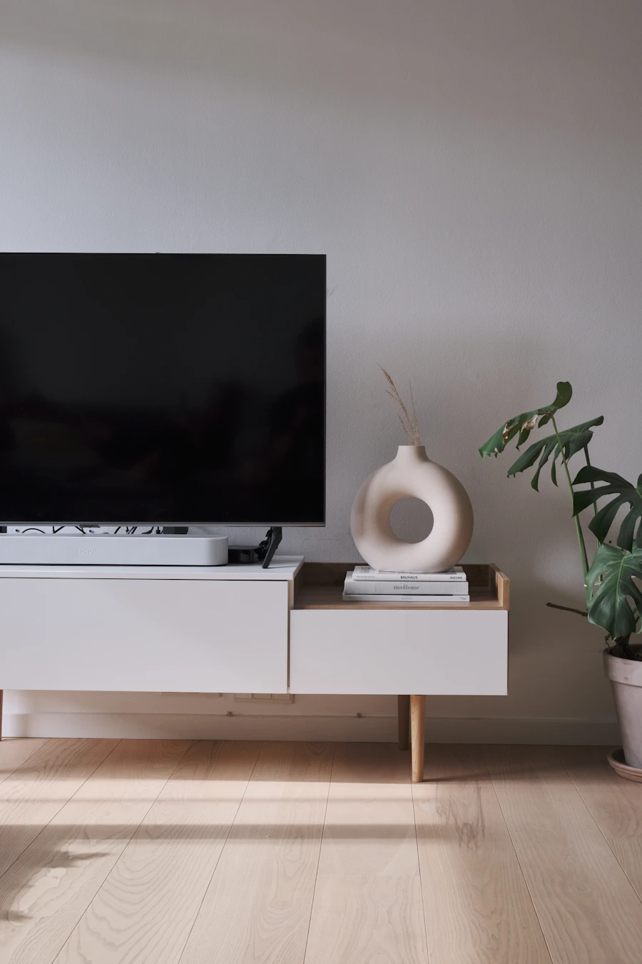 Wood tv stand console
