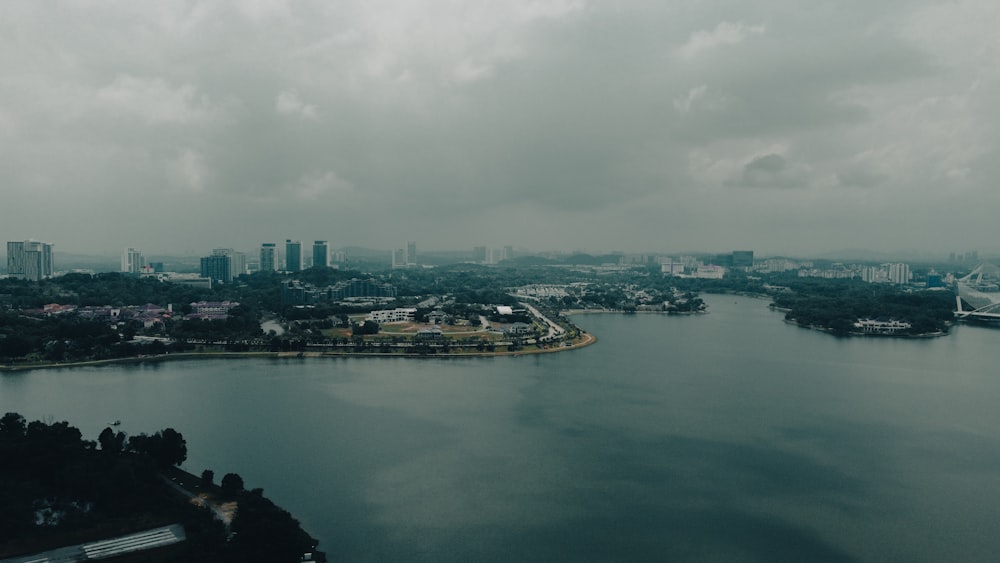 a city next to a body of water