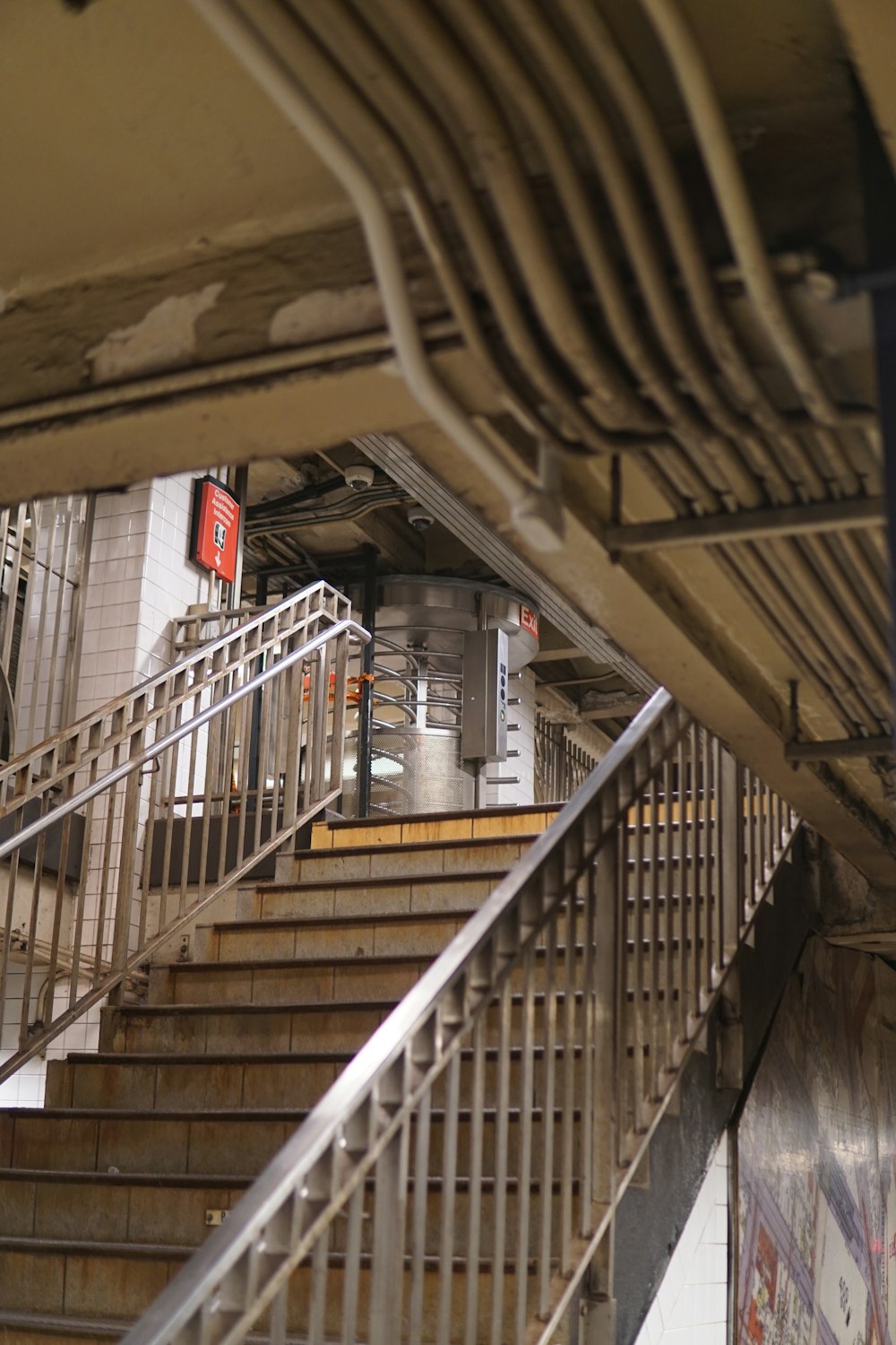 a staircase in a building