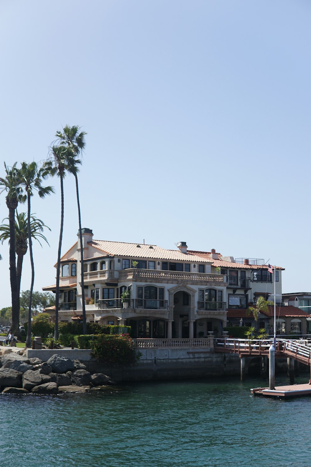 a building next to the water