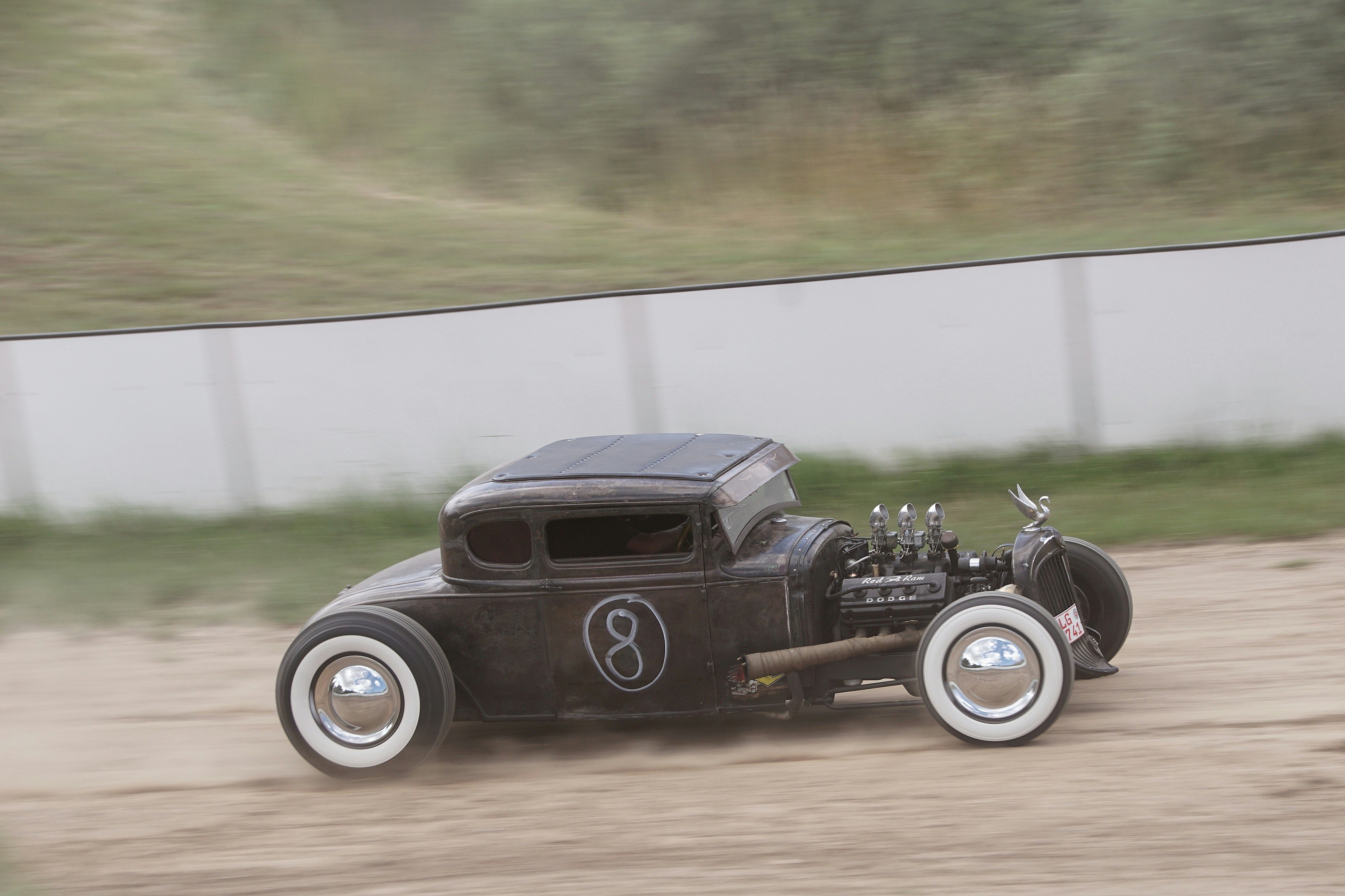 a black car on a track