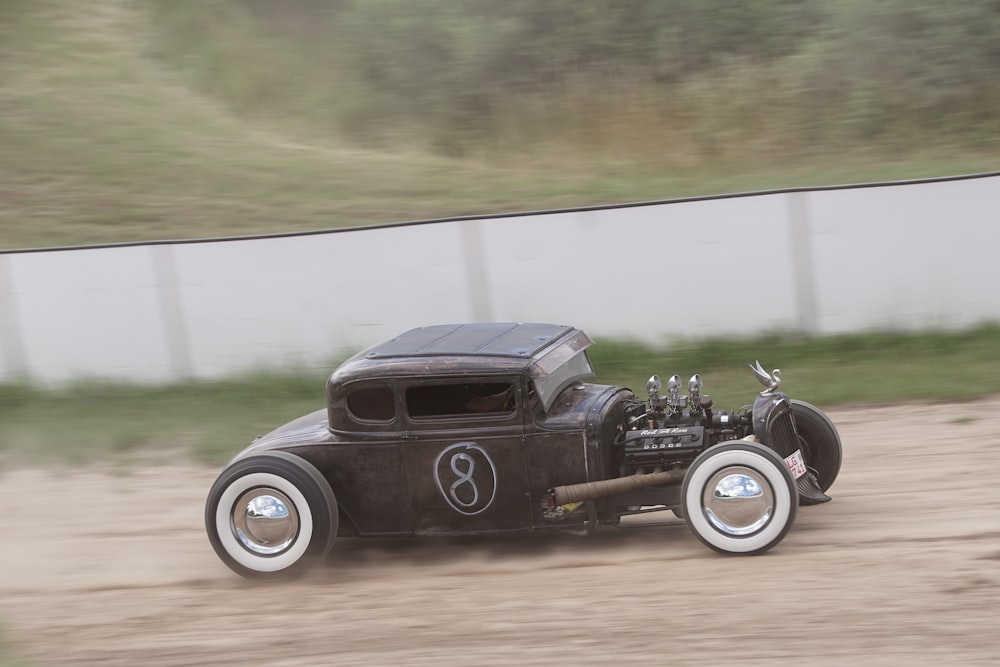 a black car on a track
