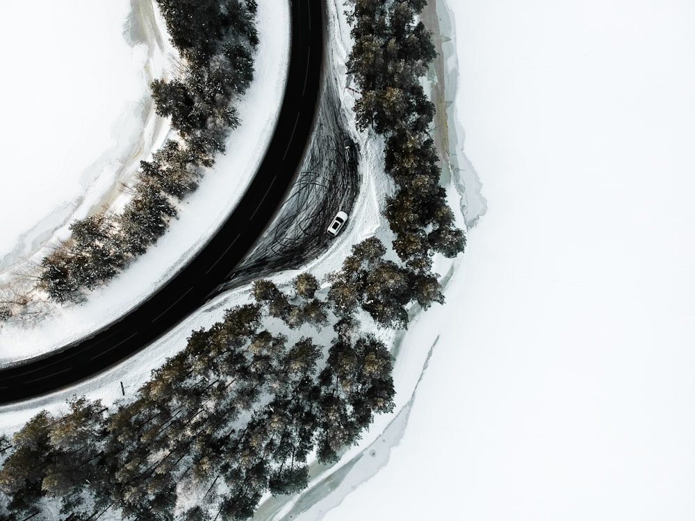 a road with snow on the side