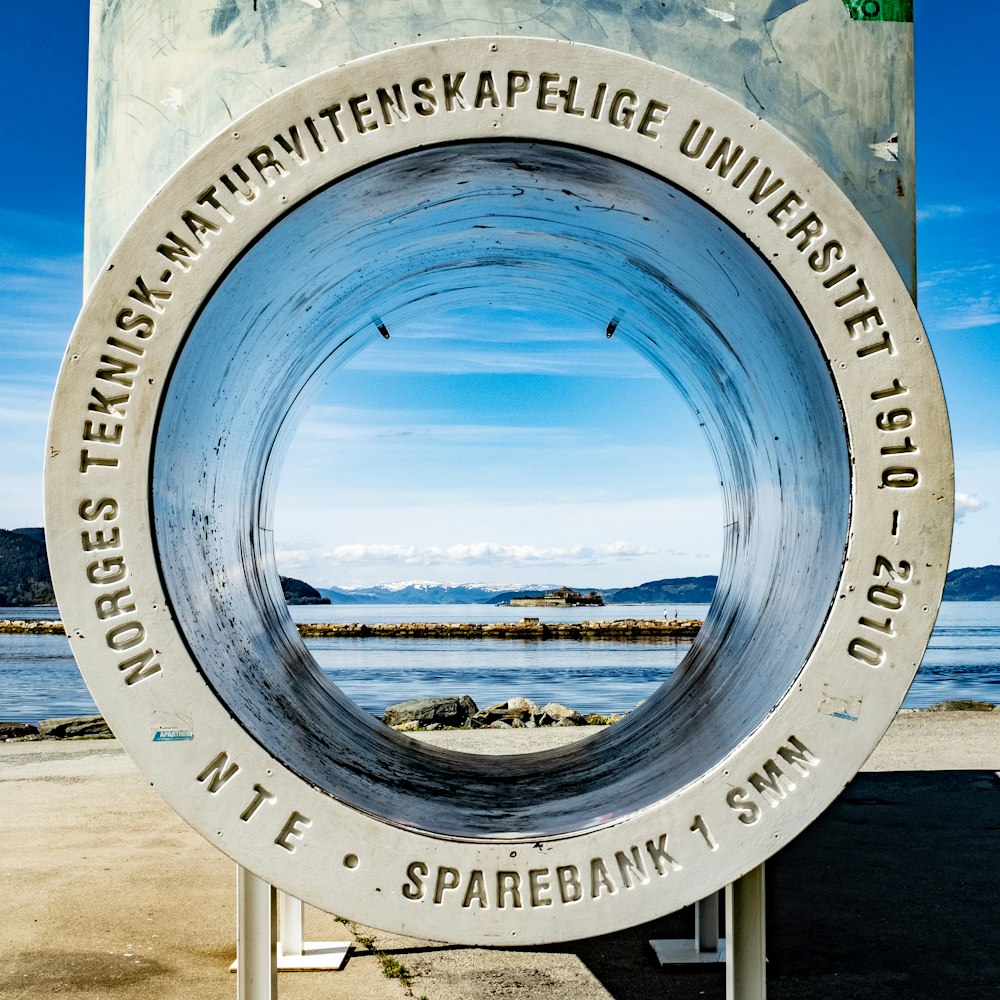 a sign on a beach