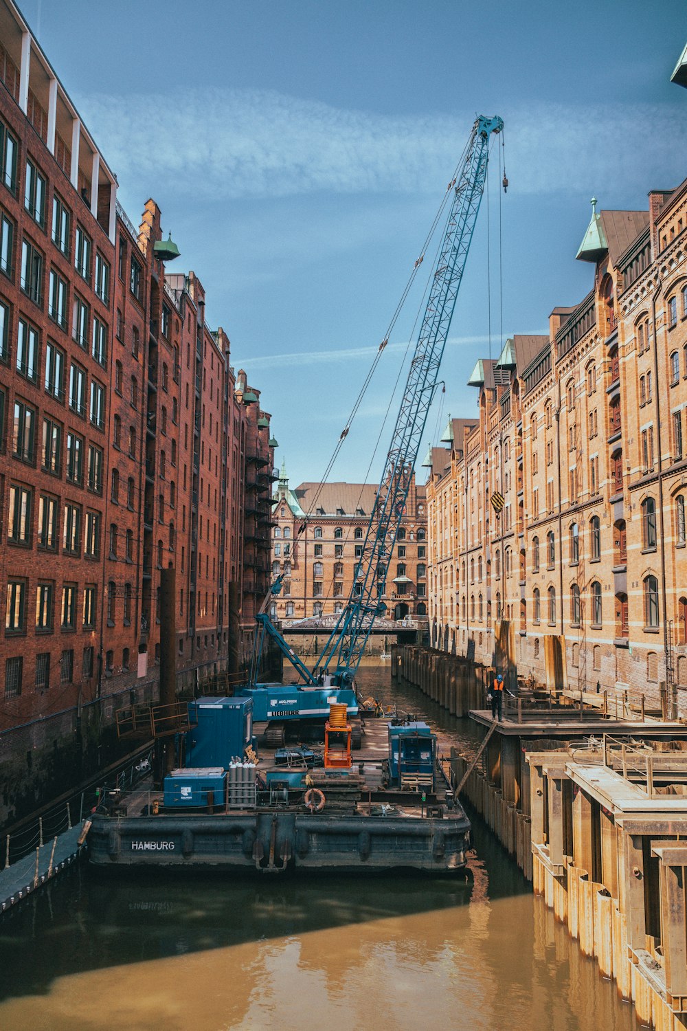 a crane over a canal