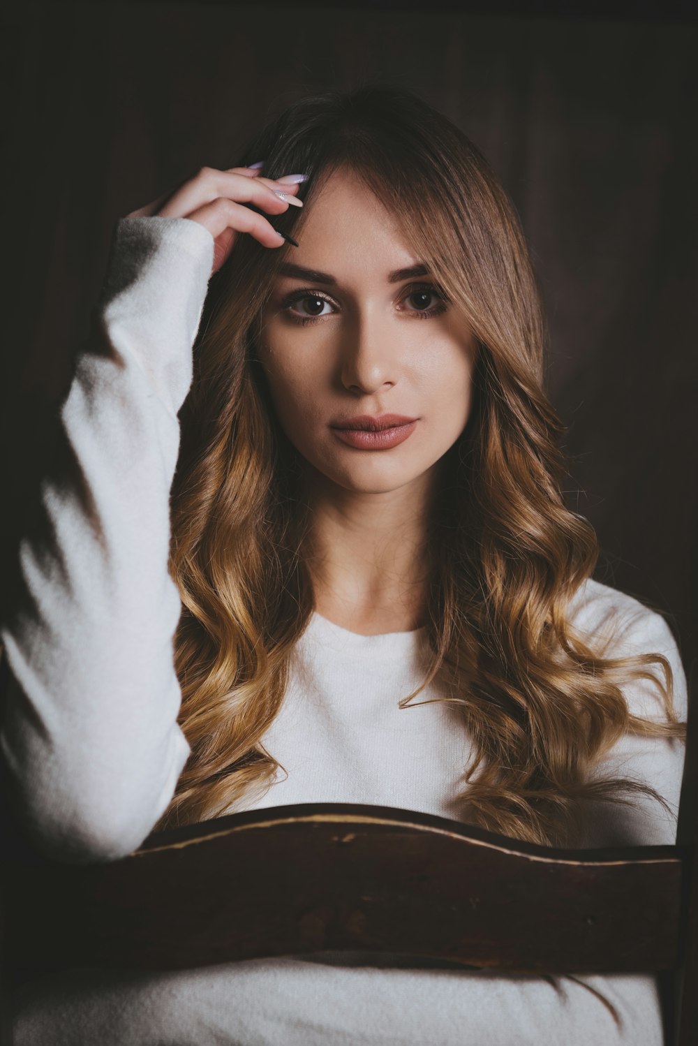 a woman with long hair