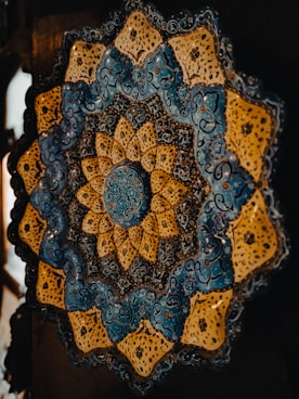 a mask with a design