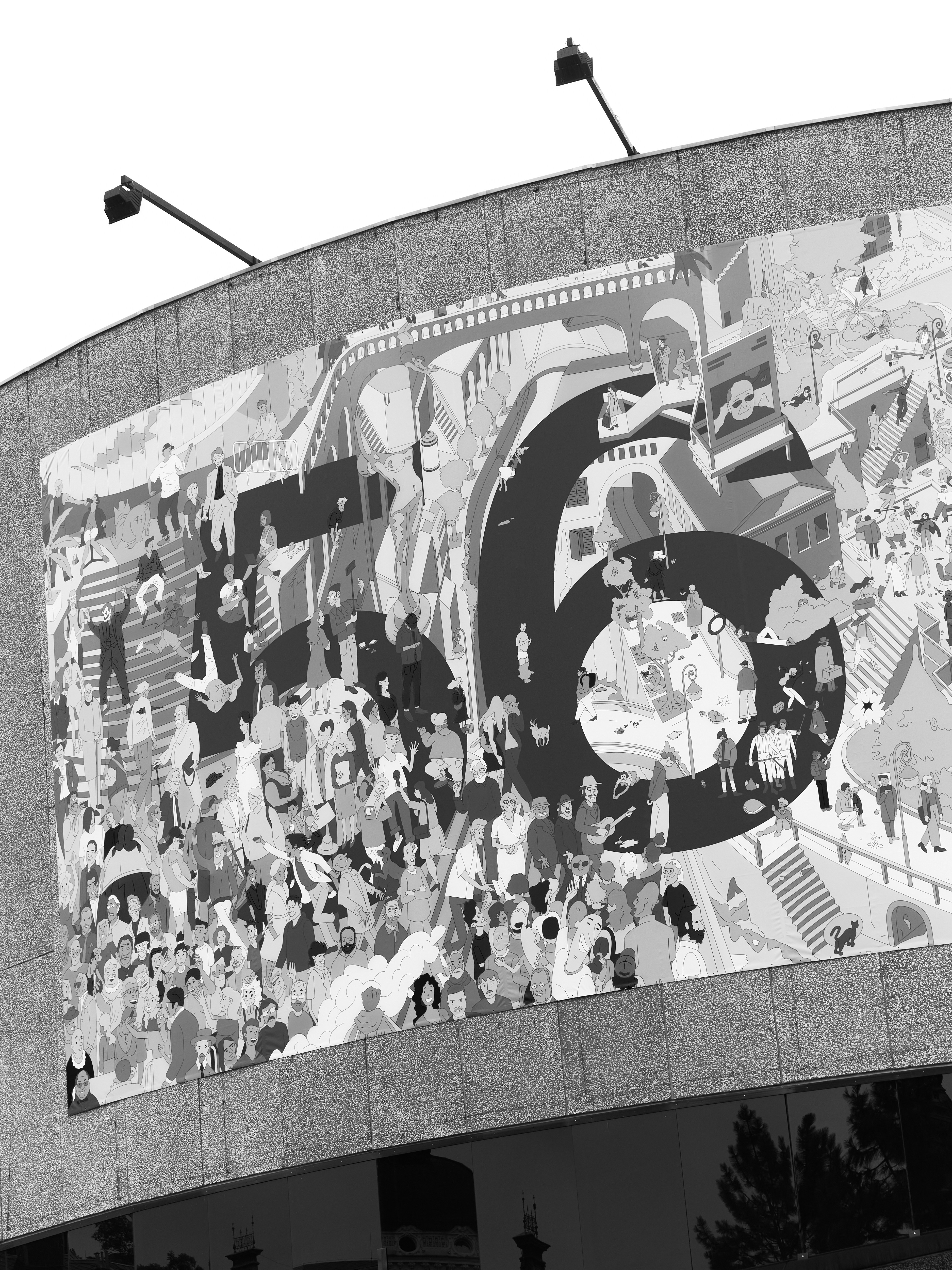 a large mural on a building