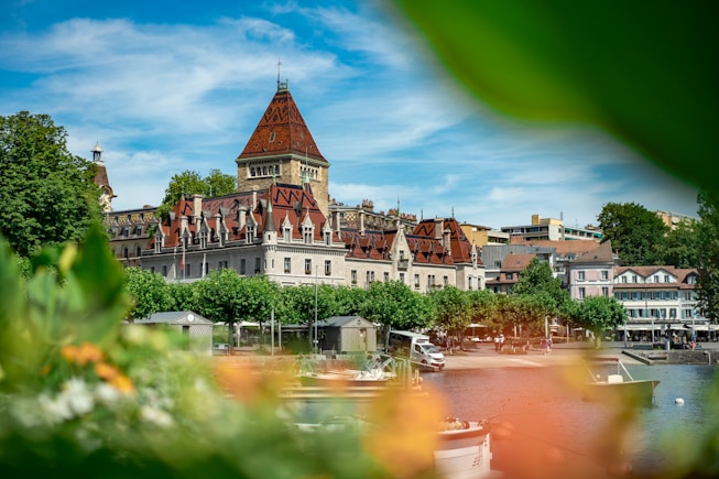 Lausanne city and Lake Geneva Switzerland