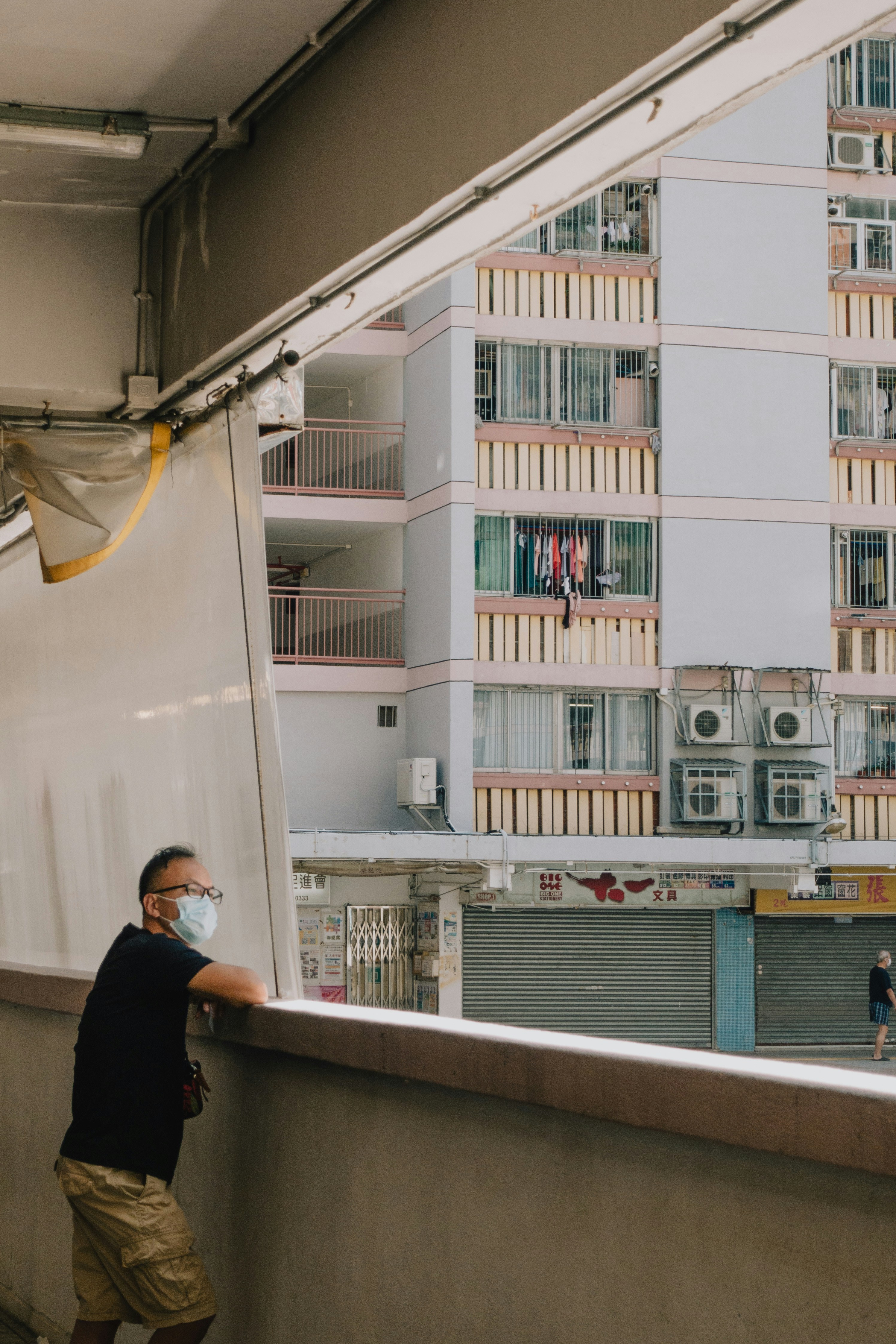 a man wearing a mask