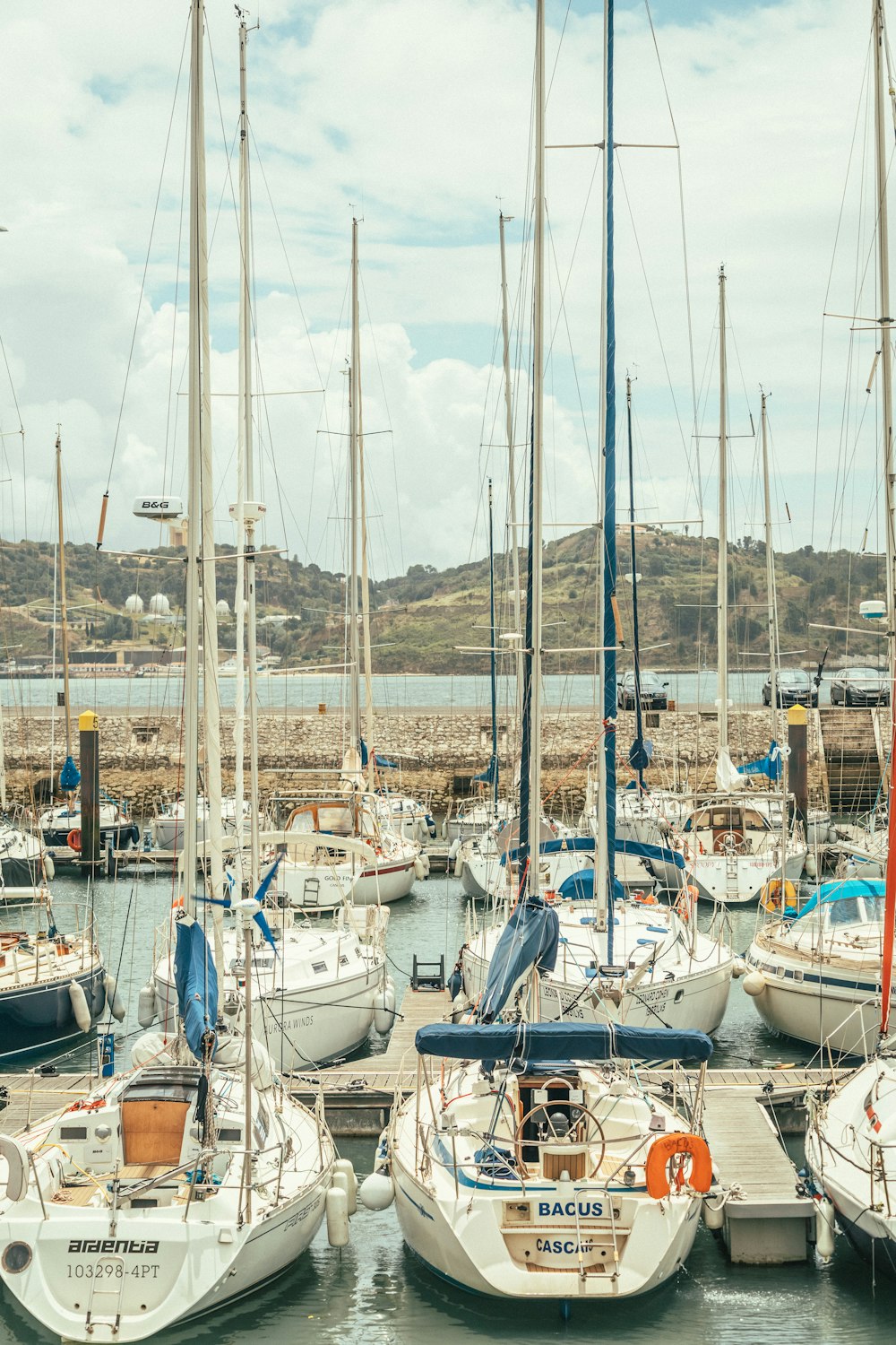 a boat is docked in a harbor