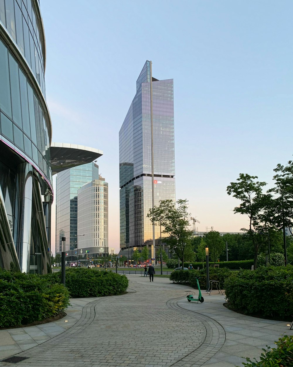 a walkway between two tall buildings