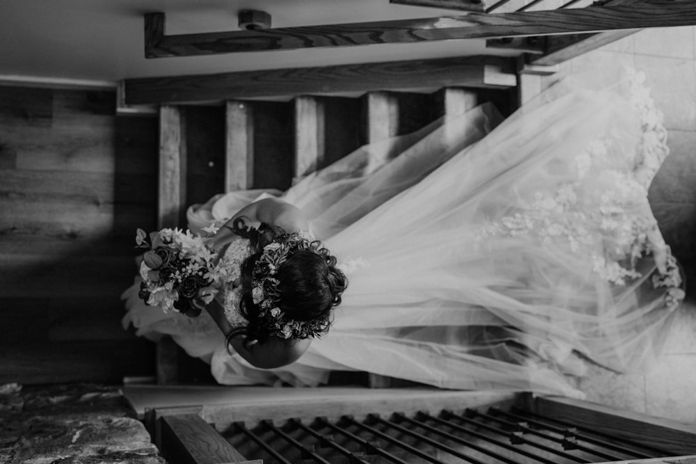 a bride and groom kissing