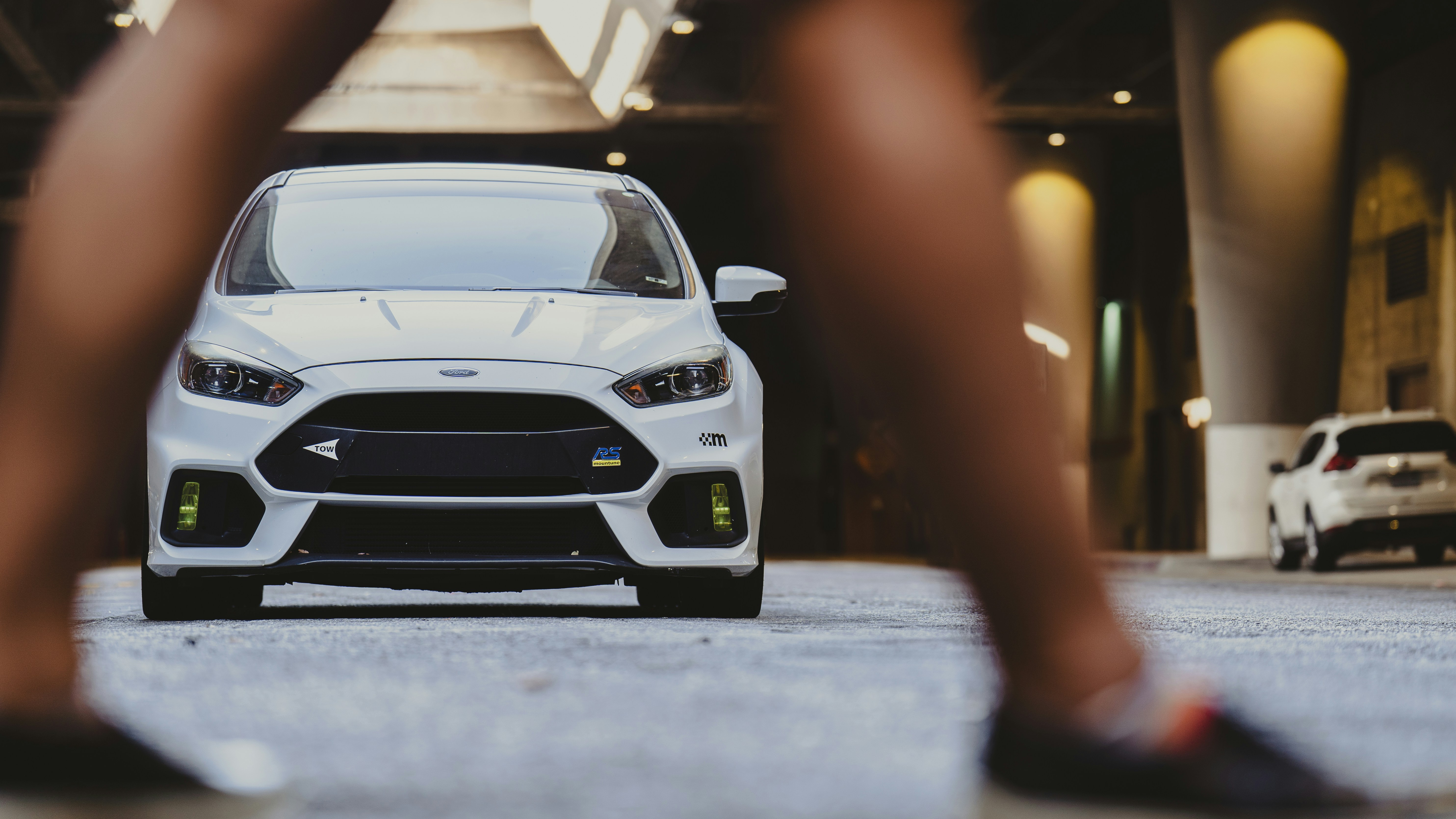 a car parked in a garage