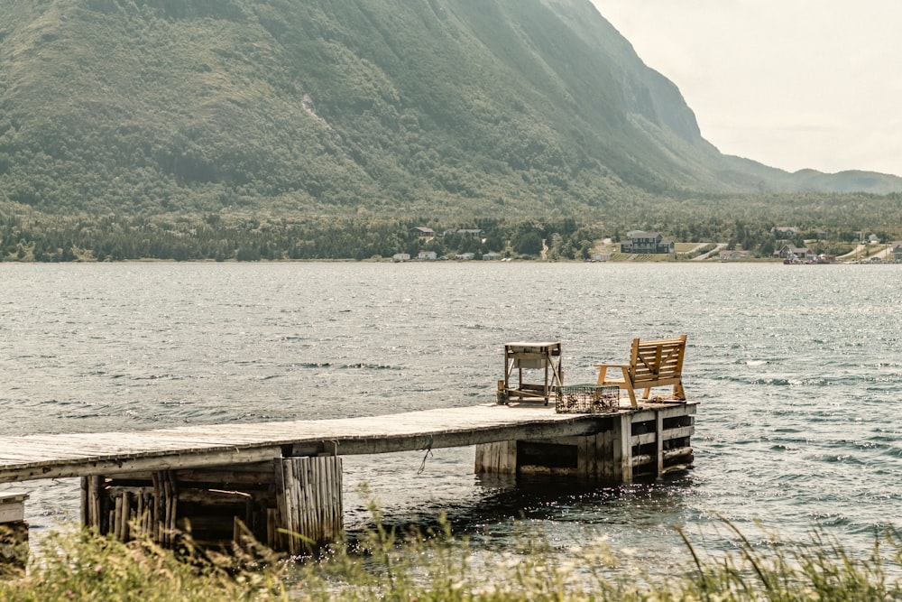 a bench sits on a dock