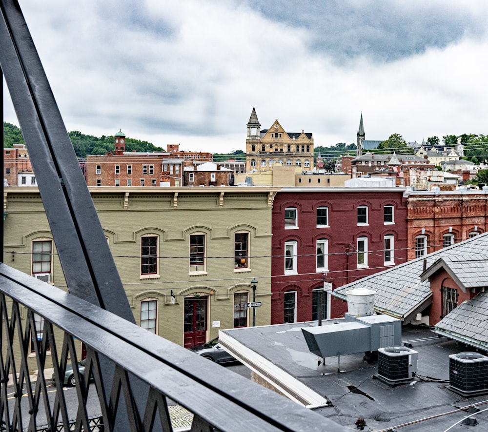 a view of a city from a balcony