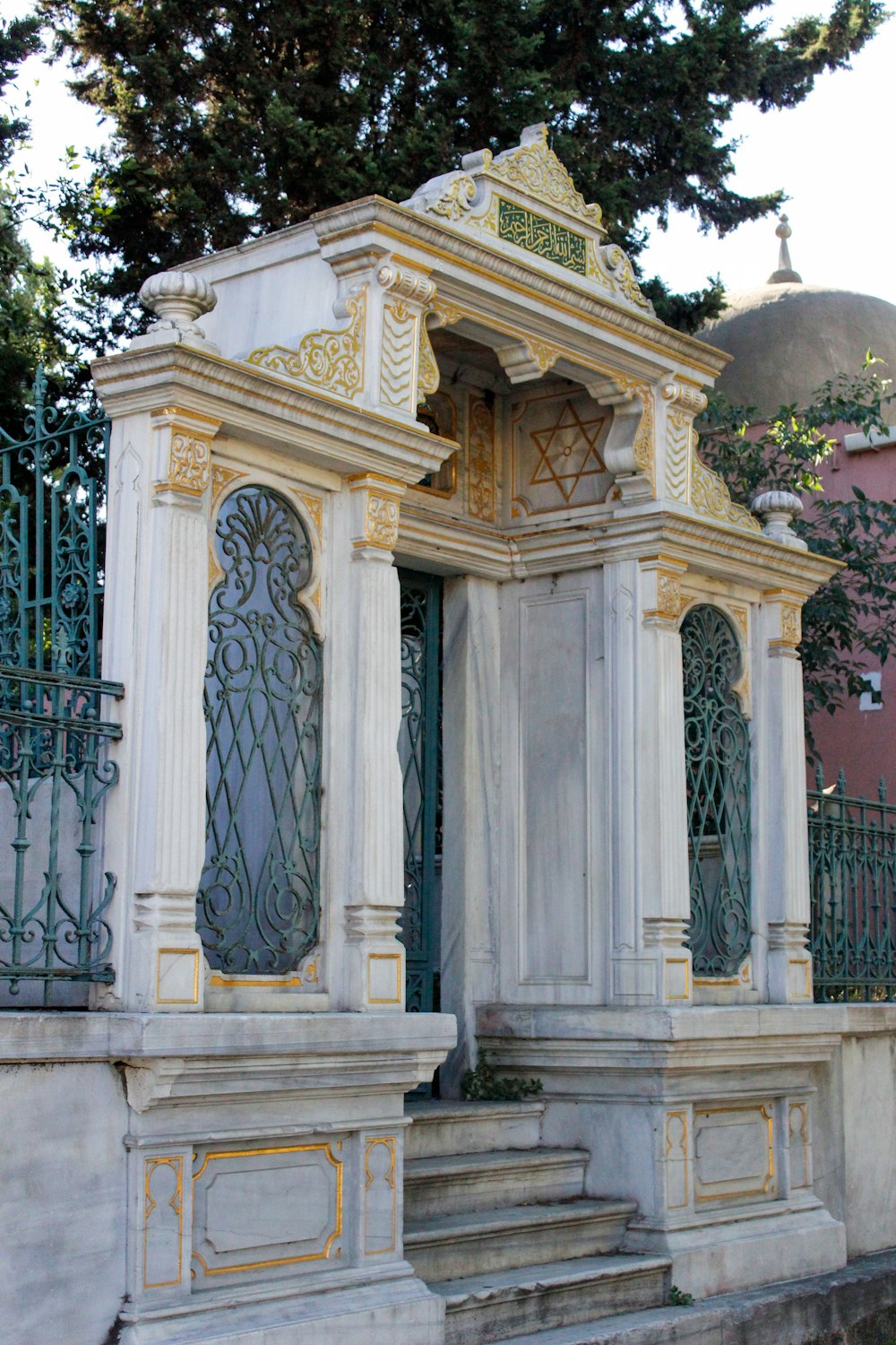 a building with a large door