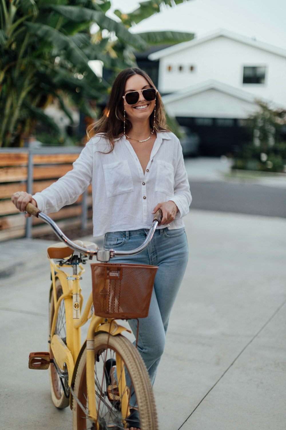 a woman on a bicycle