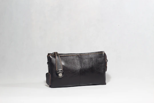 a black leather handbag