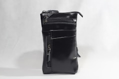 a black leather bag