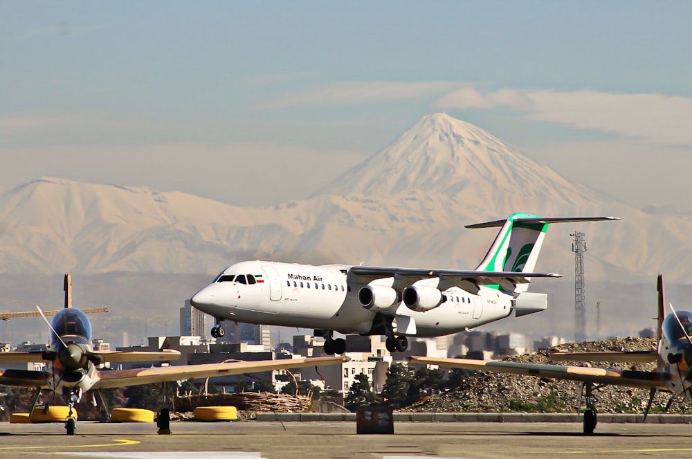 a plane on the runway