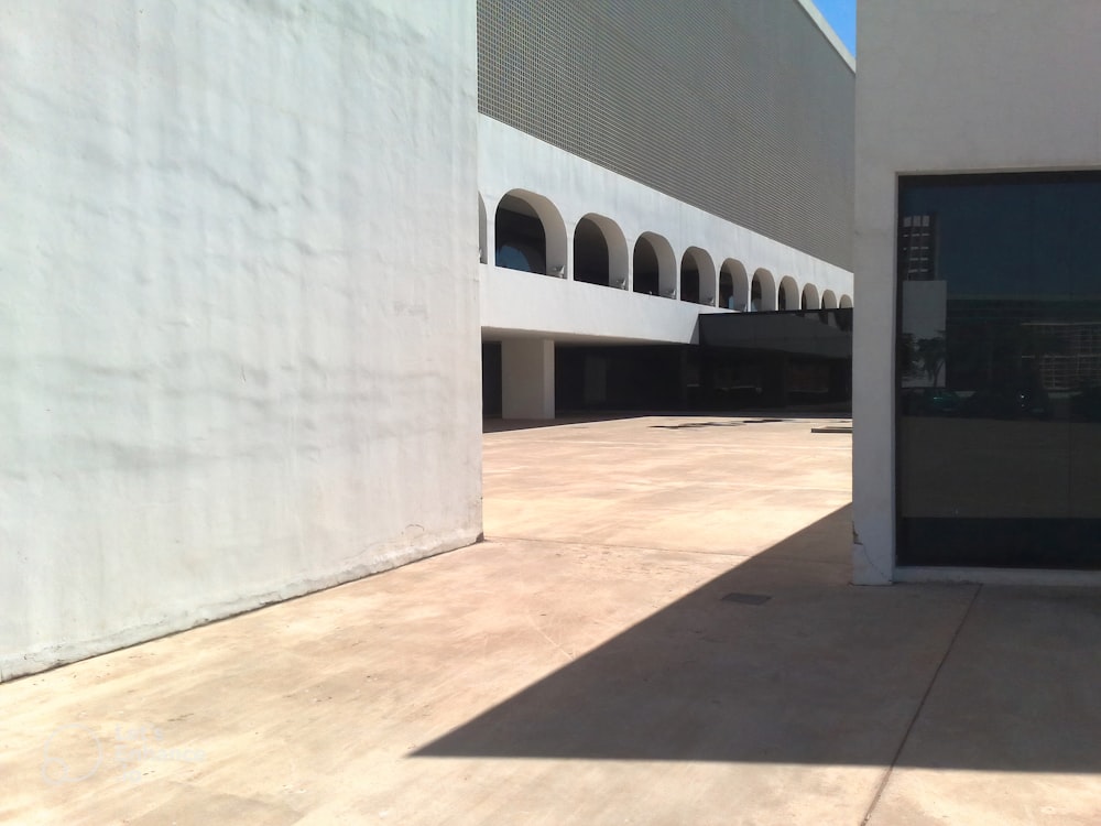 a building with a walkway